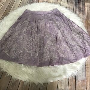 Talbots purple midi length embroidered skirt